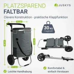 3in1 Einkaufstrolley - 56 L Kapazität Klappbarer Trolley für bequemes Shopping