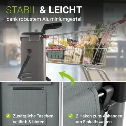 3in1 Einkaufstrolley - 56 L Kapazität Klappbarer Trolley für bequemes Shopping