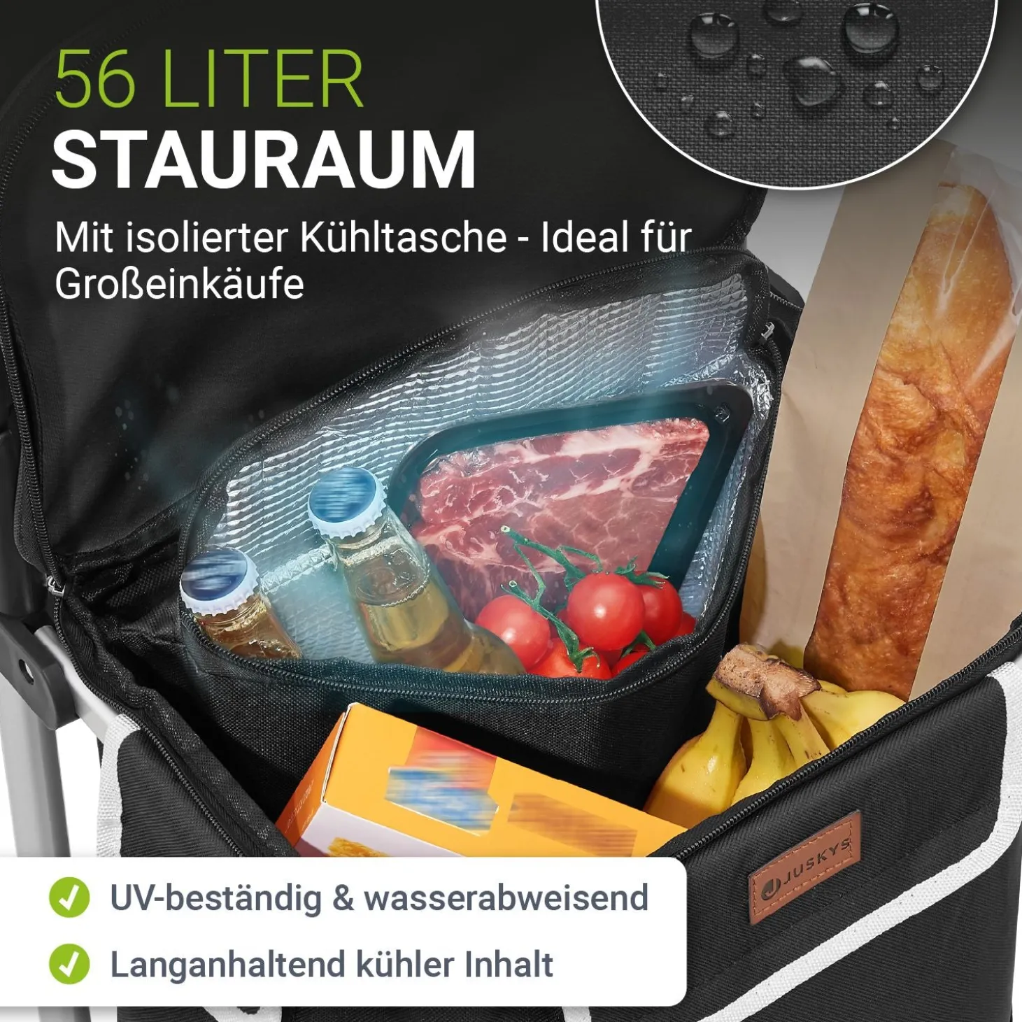 3in1 Einkaufstrolley - 56 L Kapazität Klappbarer Trolley für bequemes Shopping
