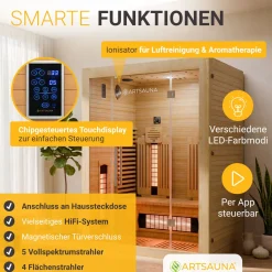 Infrarotkabine Aarhus 140 ↔ 140x120cm ↕ 190cm ⚟ Dual Technologie 유 2 Person
