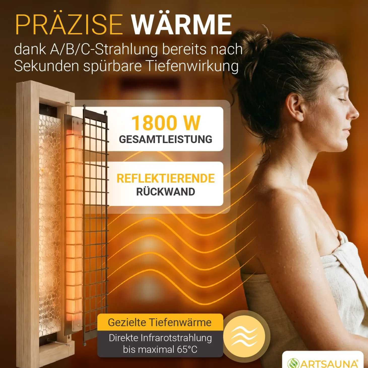 Infrarotkabine Bergen 115 ↔ 115x105cm ↕ 190cm ⚟ Dimmbare Vollspektrumstrahler 유 2 Person