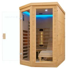 Infrarotkabine Esbjerg ↔ 130x190cm ↕ 190cm ⚟ Triplex-Heizsystem 유 2 Personen
