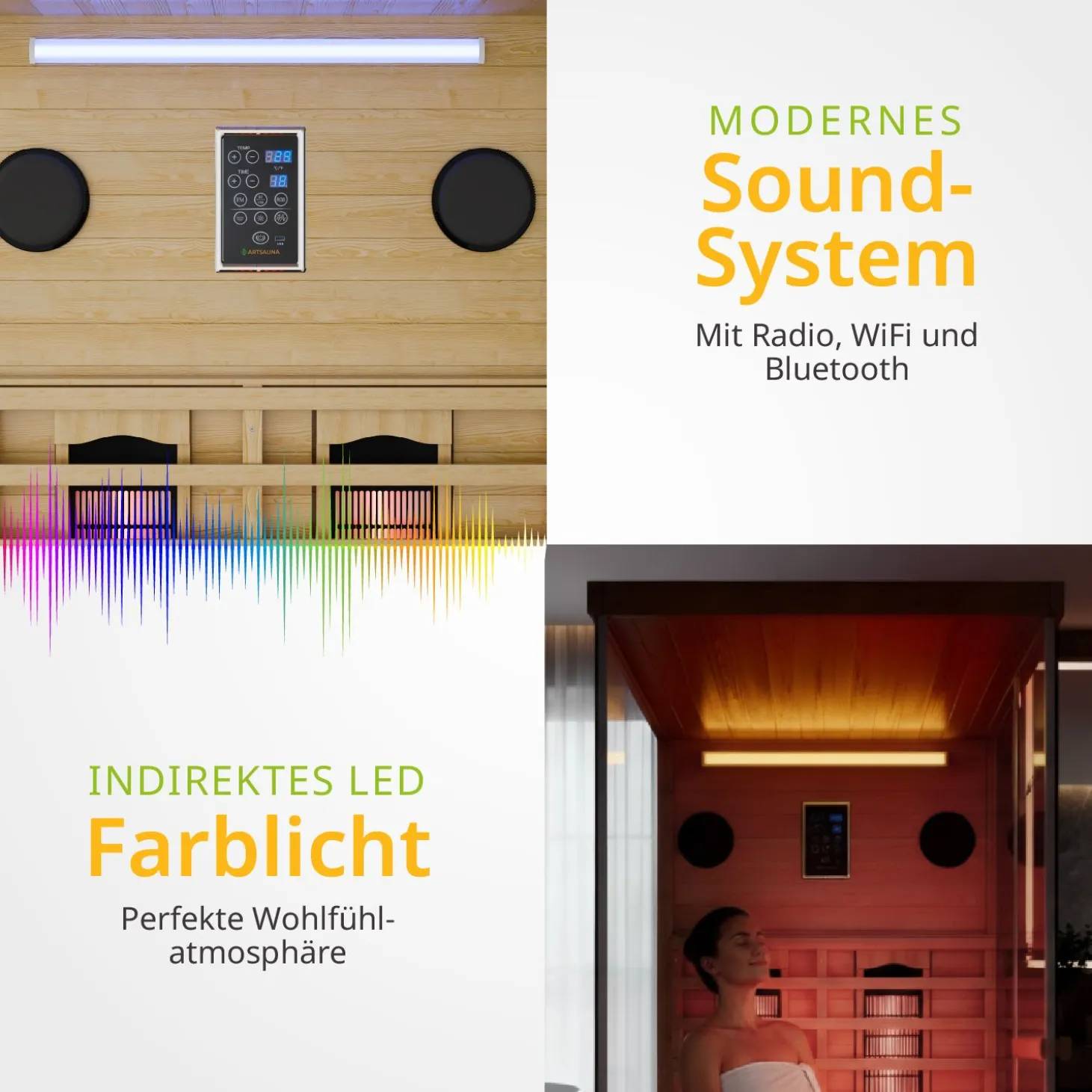 Infrarotkabine Göteborg Infrarotsauna mit Vollspektrumstrahler und LED-Beleuchtung