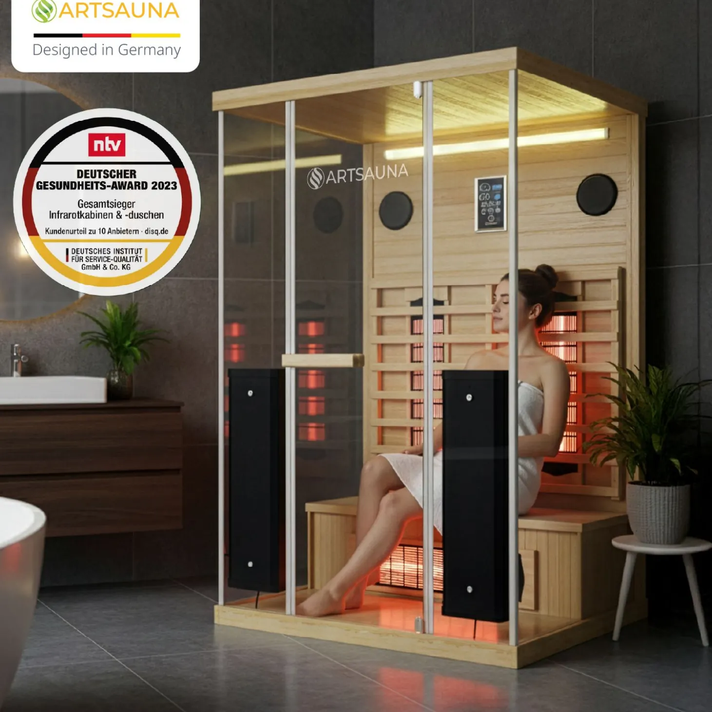 Infrarotkabine Göteborg Infrarotsauna mit Vollspektrumstrahler und LED-Beleuchtung