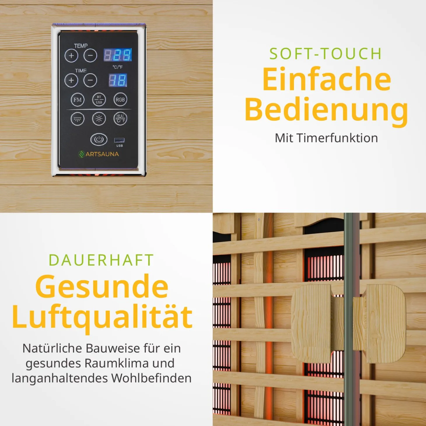 Infrarotkabine Göteborg Infrarotsauna mit Vollspektrumstrahler und LED-Beleuchtung