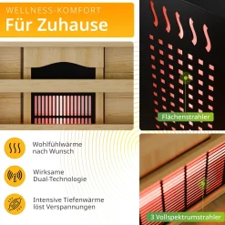 Infrarotkabine Göteborg Infrarotsauna mit Vollspektrumstrahler und LED-Beleuchtung