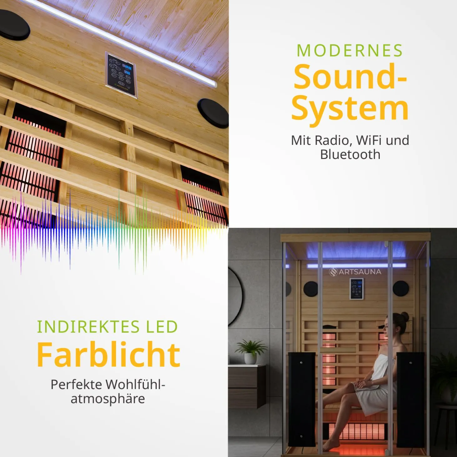 Infrarotkabine Göteborg Infrarotsauna mit Vollspektrumstrahler und LED-Beleuchtung