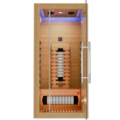 Infrarotkabine Kiruna 90 Premium ↔ 90x90cm ↕ 190cm ⚟ Dual Technologie 유 1 Person