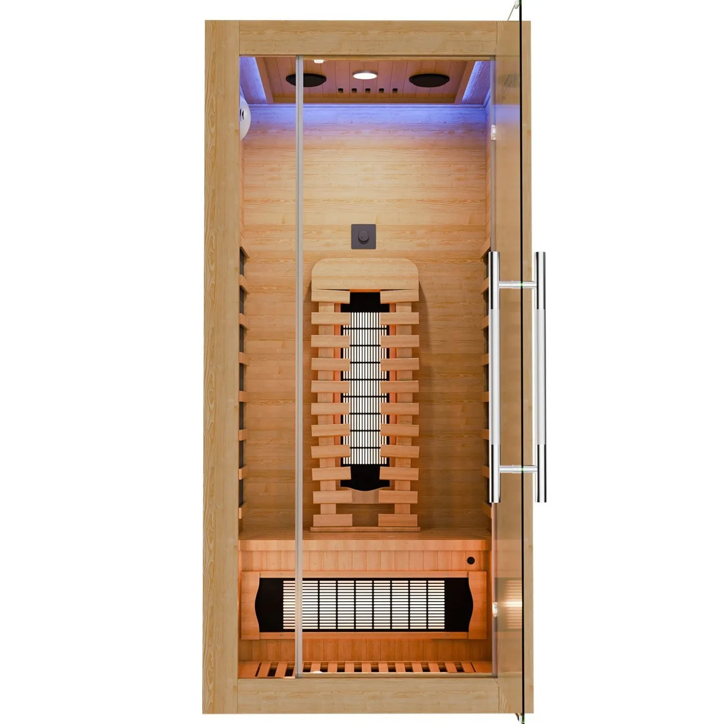 Infrarotkabine Kiruna 90 Premium ↔ 90x90cm ↕ 190cm ⚟ Dual Technologie 유 1 Person