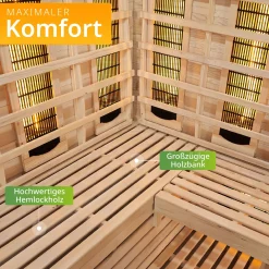 Infrarotkabine Kiruna 150 ↔ 150x150cm ↕ 200cm ⚟ Dual Technologie 유 3 Personen