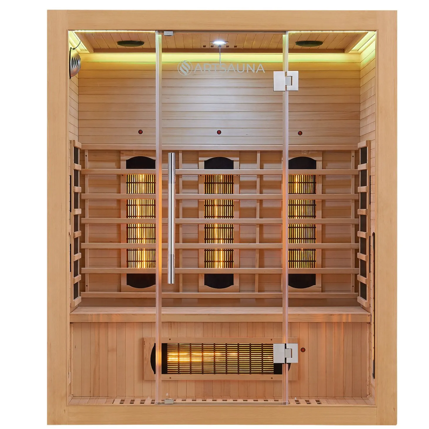 Infrarotkabine Kiruna 160 ↔ 160x105cm ↕ 190cm ⚟ Dual Technologie 유 3 Personen