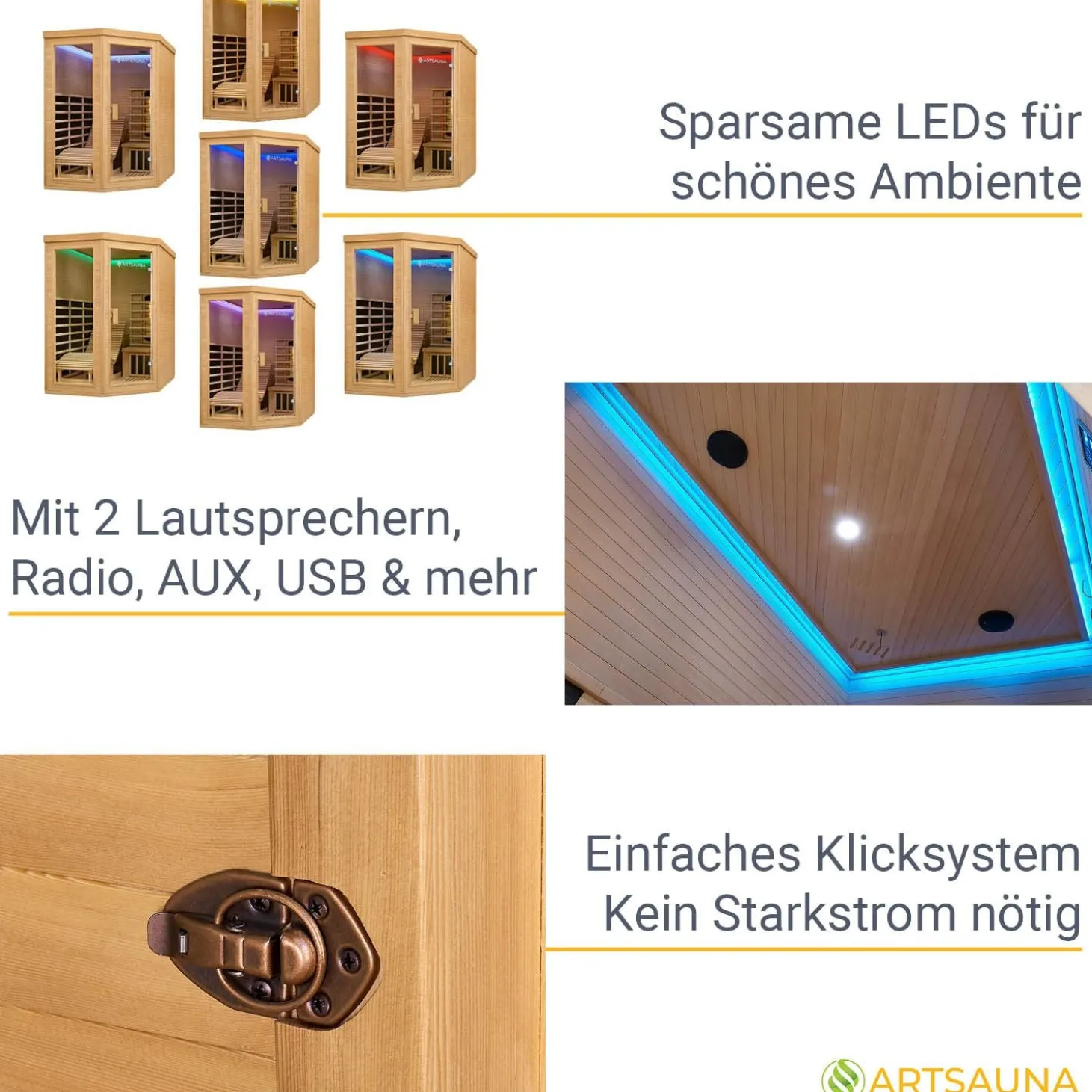 Infrarotkabine Kolding ↔ 130x190cm ↕ 190cm ⚟ Dual-Heizsystem 유 2 Personen