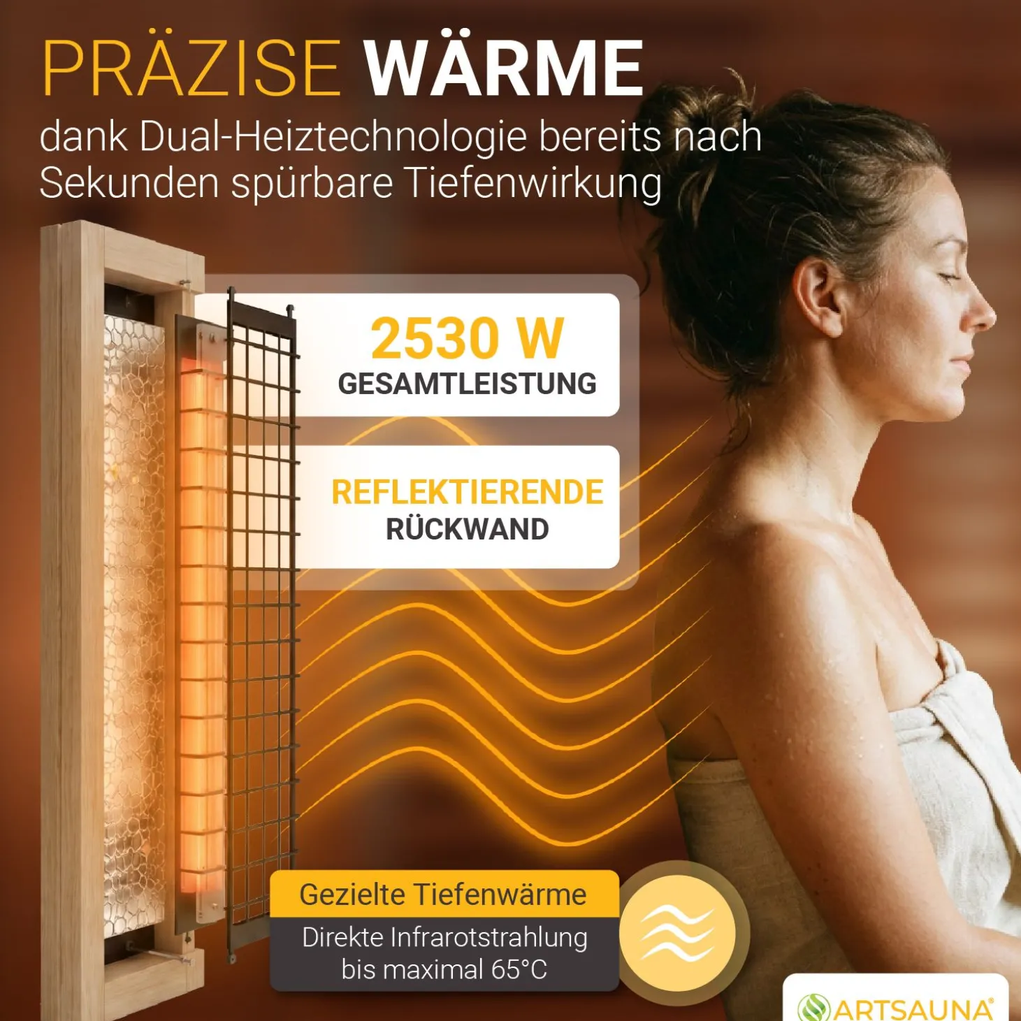 Infrarotkabine Malmö 140 - schwarz ↔ 140x140cm ↕ 190cm ⚟ Dual Technologie 유 3 Person