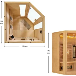 Infrarotkabine Nyborg E150V ↔ 150x150cm ↕ 190cm ⚟ Dual Technologie 유 4 Personen