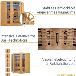 Infrarotkabine Nyborg E150V ↔ 150x150cm ↕ 190cm ⚟ Dual Technologie 유 4 Personen