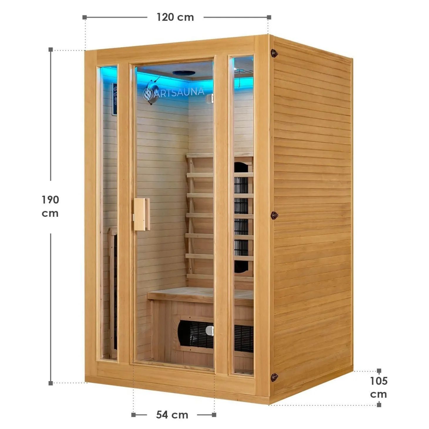 Infrarotkabine Nyborg S120K ↔ 120x105cm ↕ 190cm ⚟ Dual Technologie 유 2 Personen