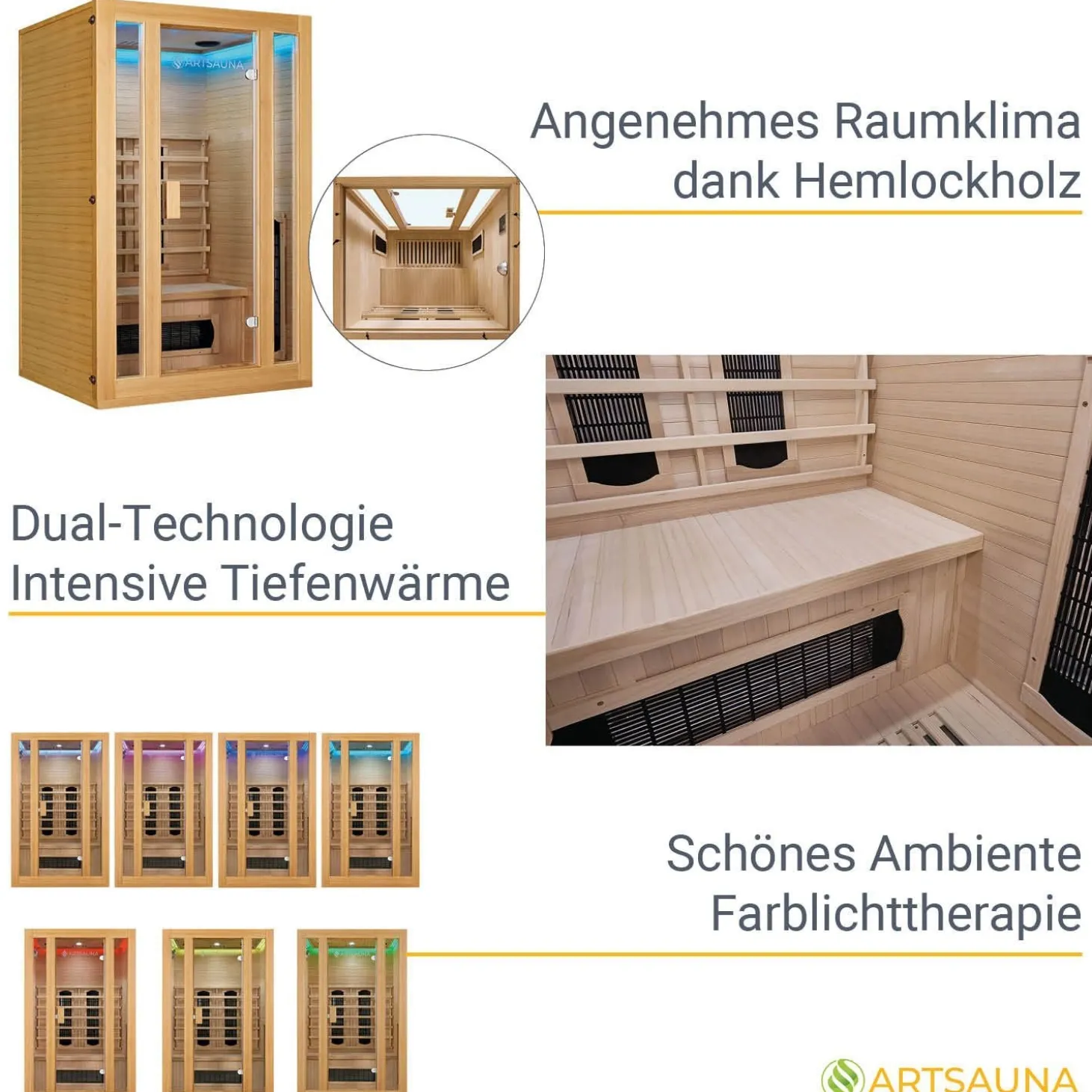Infrarotkabine Nyborg S120K ↔ 120x105cm ↕ 190cm ⚟ Dual Technologie 유 2 Personen