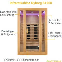 Infrarotkabine Nyborg S120K ↔ 120x105cm ↕ 190cm ⚟ Dual Technologie 유 2 Personen