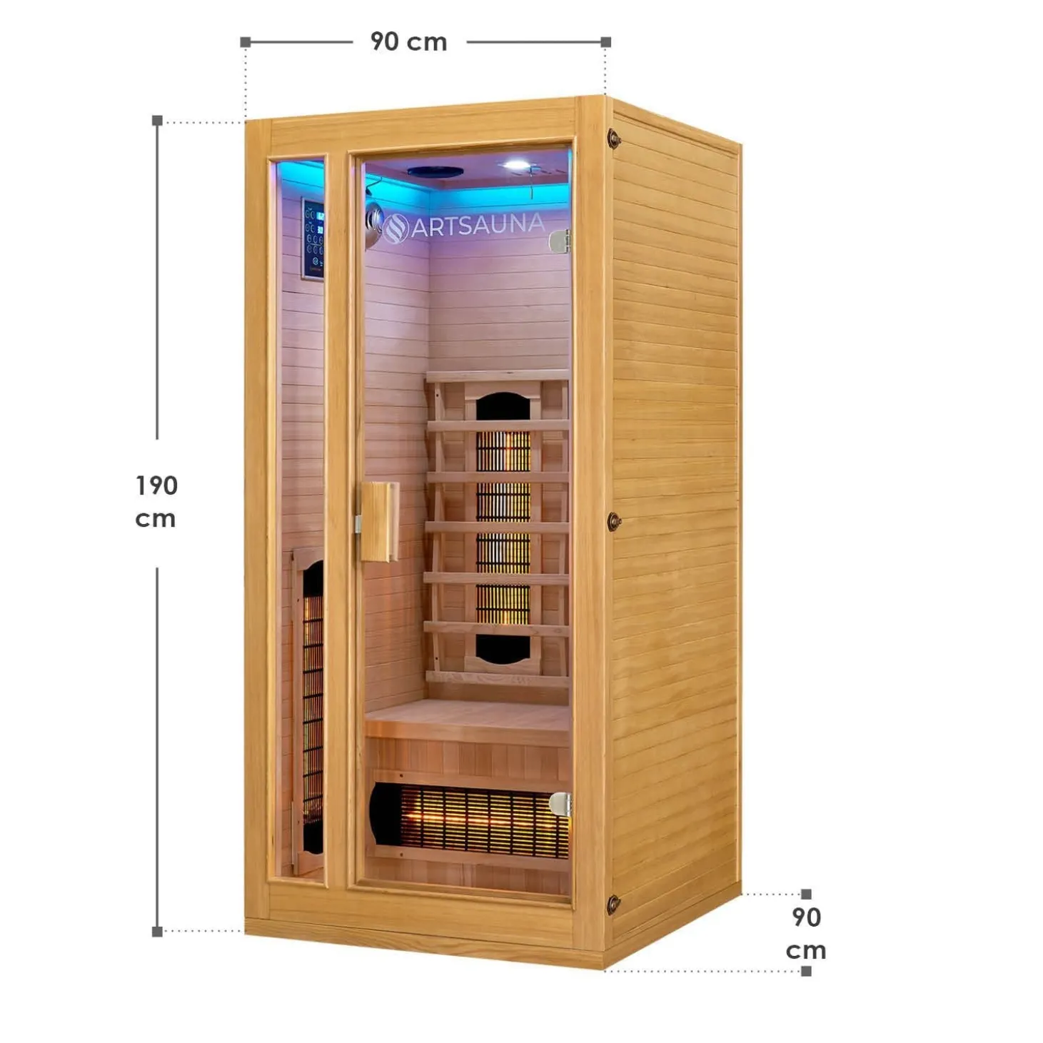 Infrarotkabine Nyborg S90V ↔ 90x90cm ↕ 190cm ⚟ Dual Technologie 유 1 Personen