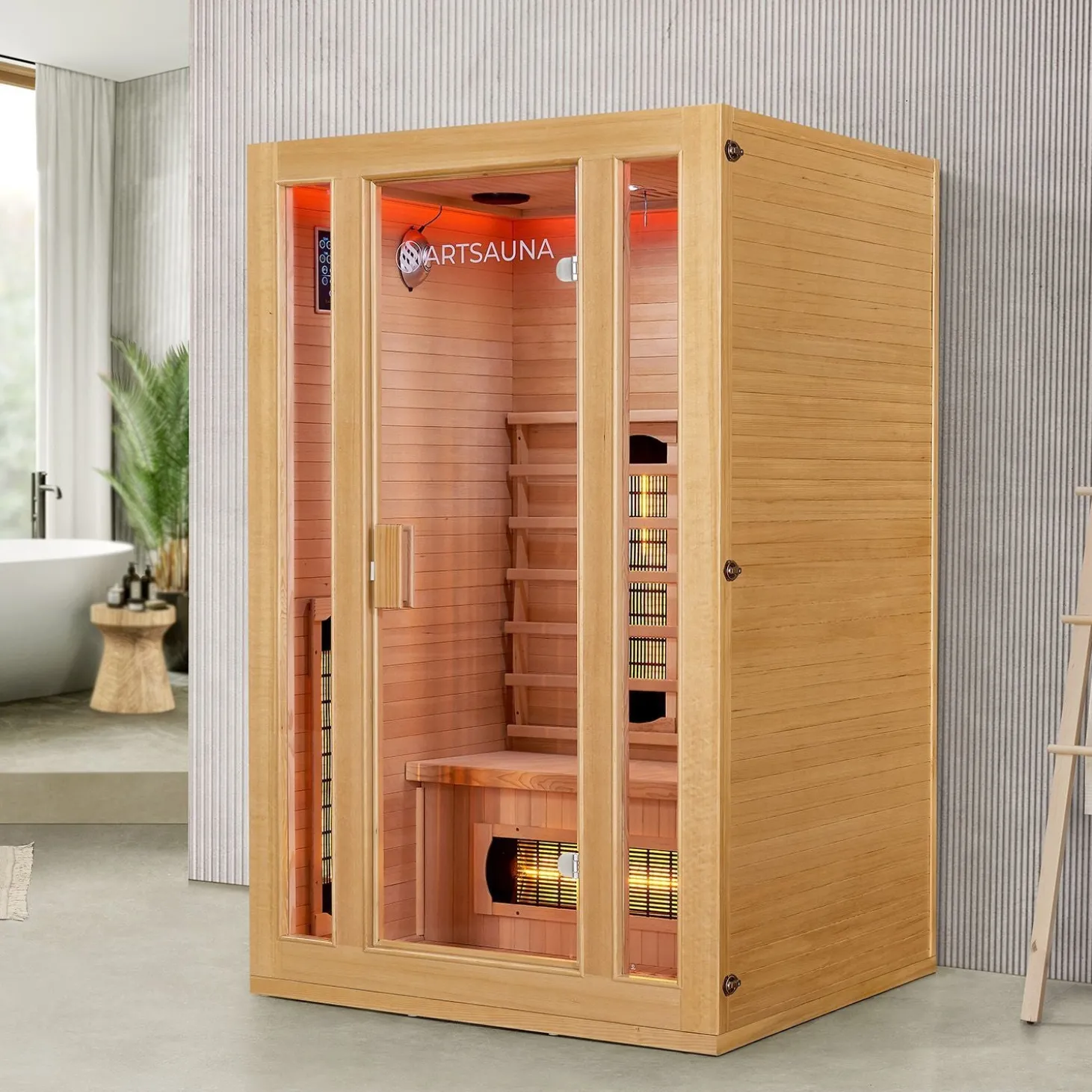 Infrarotkabine Nyborg S120V ↔ 120x105cm ↕ 190cm ⚟ Dual Technologie 유 2 Personen
