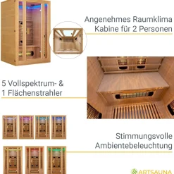 Infrarotkabine Nyborg S120V ↔ 120x105cm ↕ 190cm ⚟ Dual Technologie 유 2 Personen