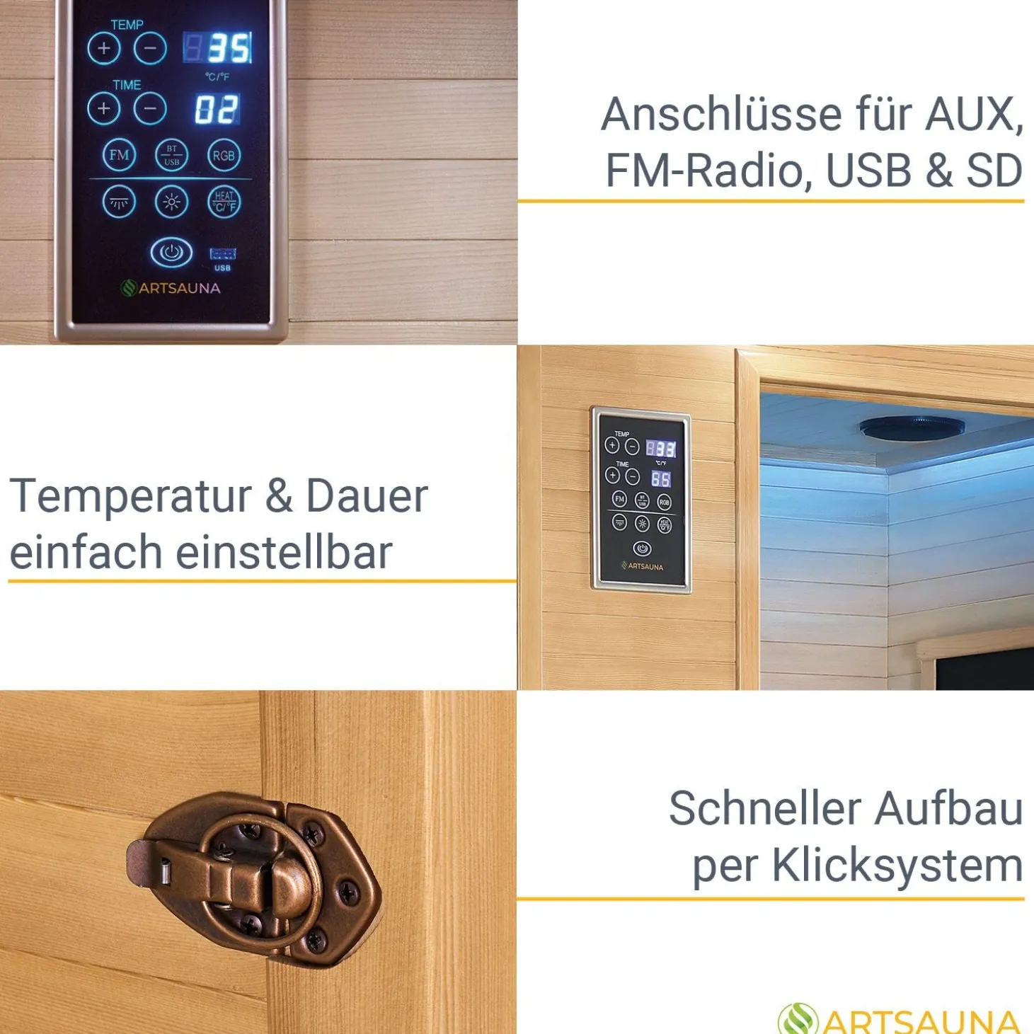 Infrarotkabine Oslo mit Triplex-Heizsystem ↔ 120x100cm ↕ 190cm ⚟ Triplex-Heizsystem 유 2 Personen