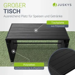 2in1 Polyrattan Gartenmöbel Jamaika Lounge-Set für kleine Balkone aus langlebigem Polyrattan
