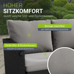 2in1 Polyrattan Gartenmöbel Jamaika Lounge-Set für kleine Balkone aus langlebigem Polyrattan