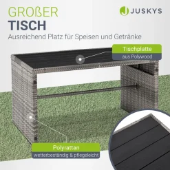 2in1 Polyrattan Gartenmöbel Jamaika Lounge-Set für kleine Balkone aus langlebigem Polyrattan