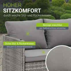 2in1 Polyrattan Gartenmöbel Jamaika Lounge-Set für kleine Balkone aus langlebigem Polyrattan