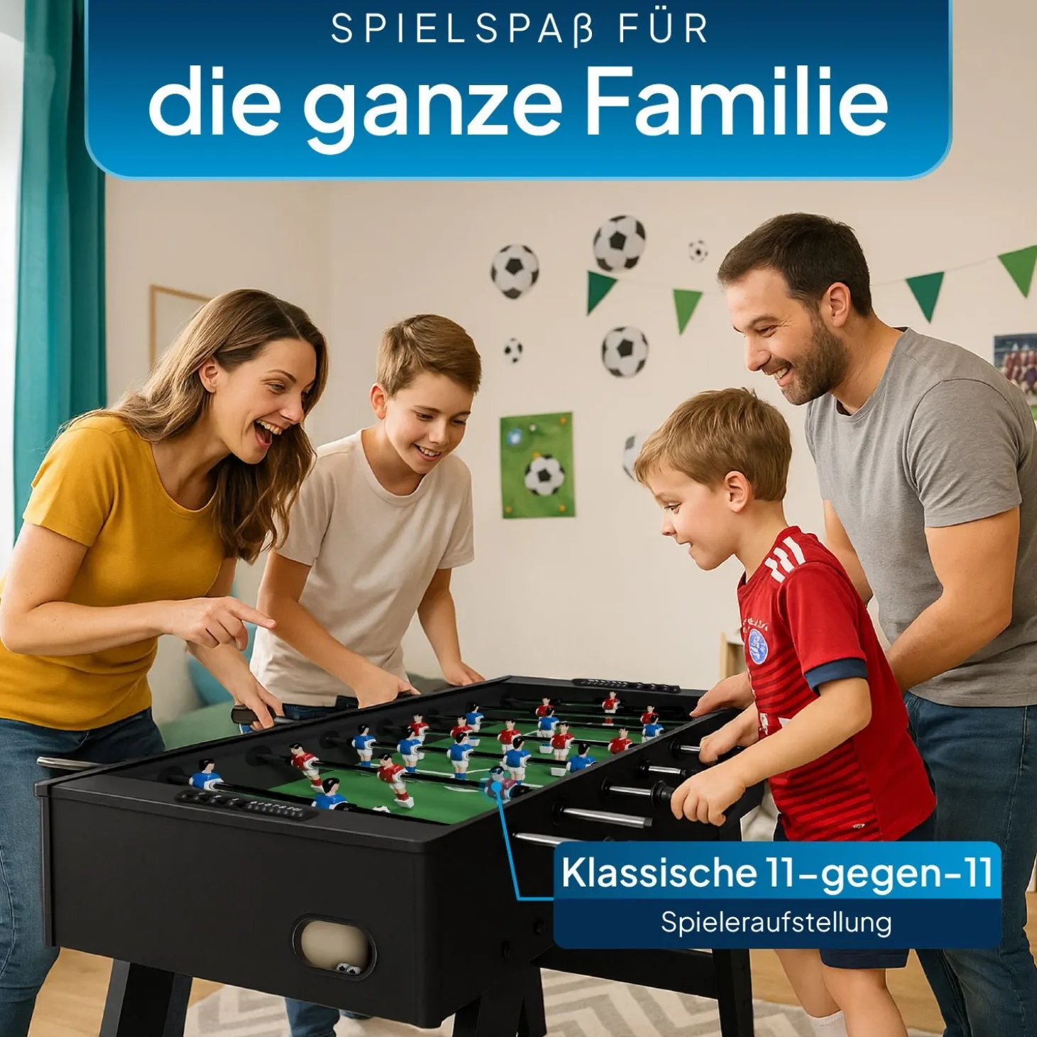 Kickertisch für Kinder und Erwachsene Tischkicker mit Zubehör und integriertem Torzähler