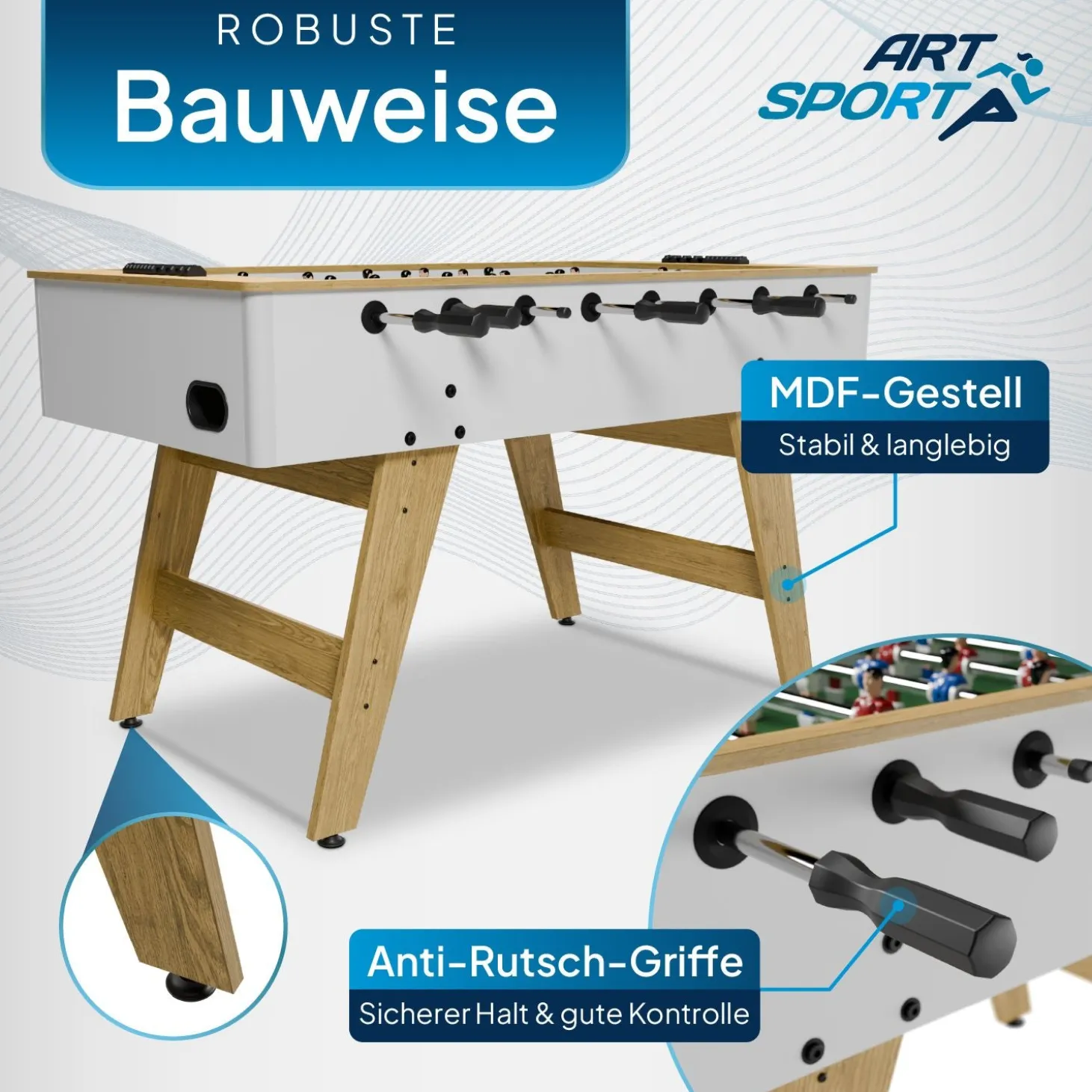 Kickertisch für Kinder und Erwachsene Tischkicker mit Zubehör und integriertem Torzähler