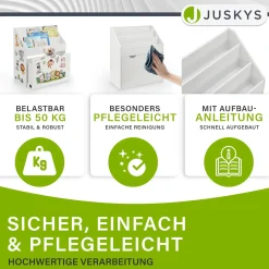 Kinder Bücherregal mit 3 Fächern und herausziehbarer Spielzeugkiste 3 Fächer + 1 Kiste zur Aufbewahrung von Büchern & Spielzeug