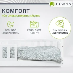 Kinderbett Marli 90 x 200 cm Hausbett mit Rausfallschutz, Lattenrost und Dach