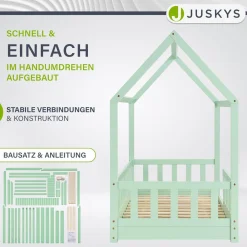 Kinderbett Marli 90 x 200 cm Hausbett mit Rausfallschutz, Lattenrost und Dach