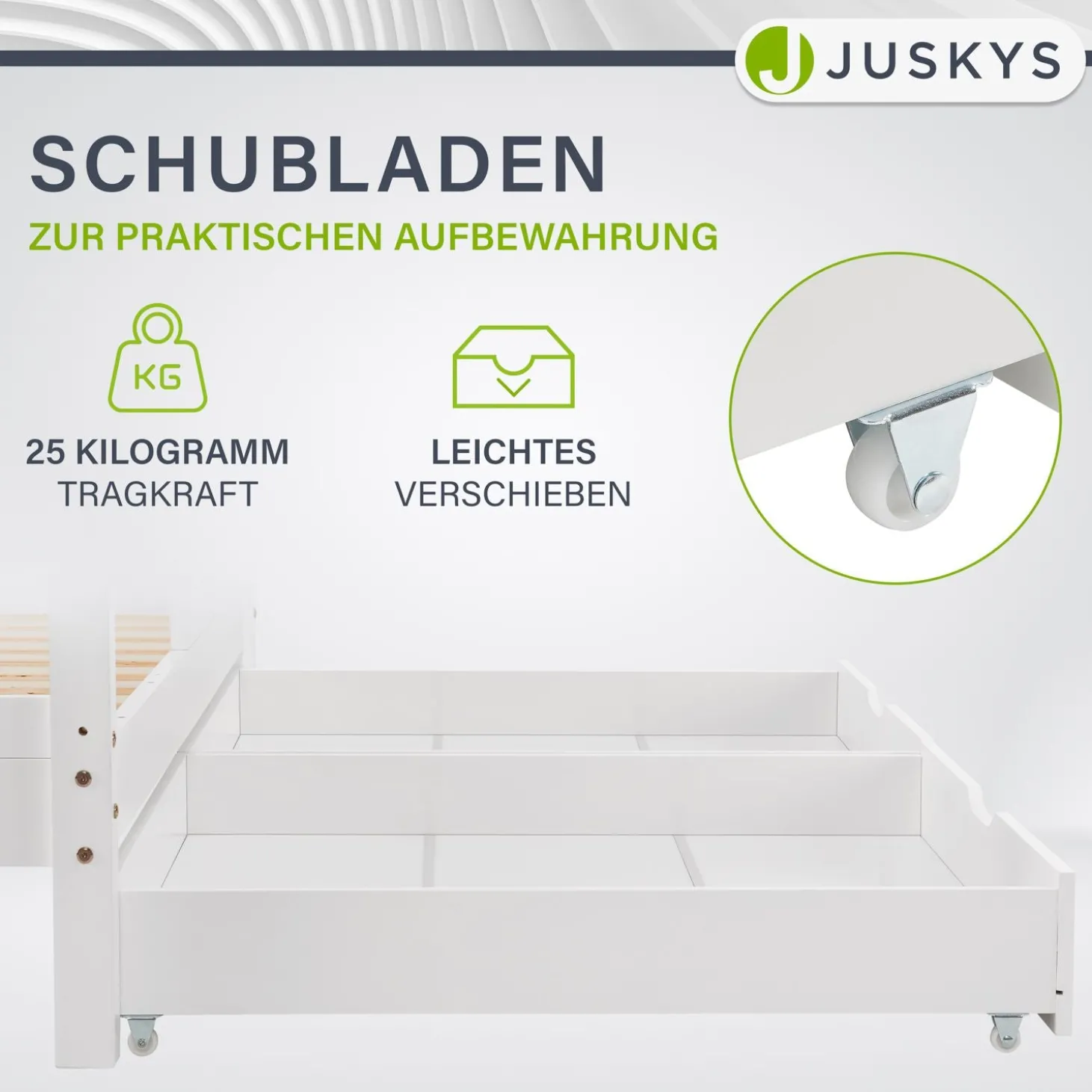 Kinderbett Marli 90 x 200 cm mit Bettkasten Hausbett mit Dach, Lattenrost, Rausfallschutz & Stauraum