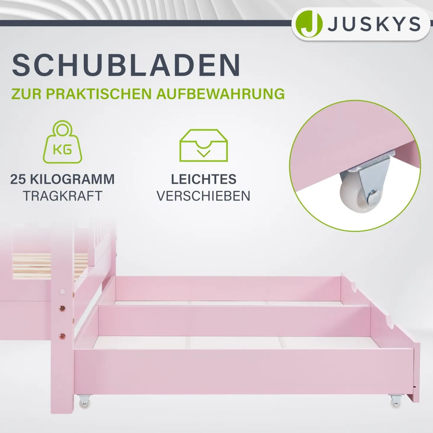 Kinderbett Marli 80 x 160 cm mit Bettkasten Hausbett mit Dach, Lattenrost, Rausfallschutz & Stauraum
