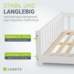 Kinderbett Naya Bodenbett aus Holz für Kinder - mit Lattenrost & Rausfallschutz