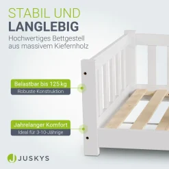 Kinderbett Naya Bodenbett aus Holz für Kinder - mit Lattenrost & Rausfallschutz