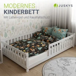 Kinderbett Naya Bodenbett aus Holz für Kinder - mit Lattenrost & Rausfallschutz