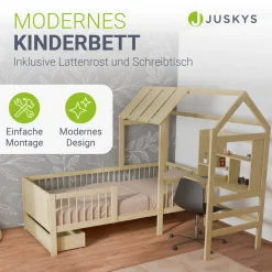 Kinderbett Yari Verspieltes Abenteuerbett mit Tisch und Schublade