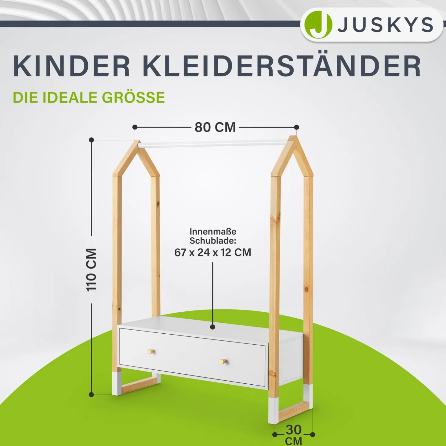 Kinder Kleiderständer Filla Offene Garderobe mit Schublade & Ablage