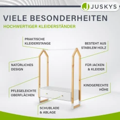 Kinder Kleiderständer Filla Offene Garderobe mit Schublade & Ablage