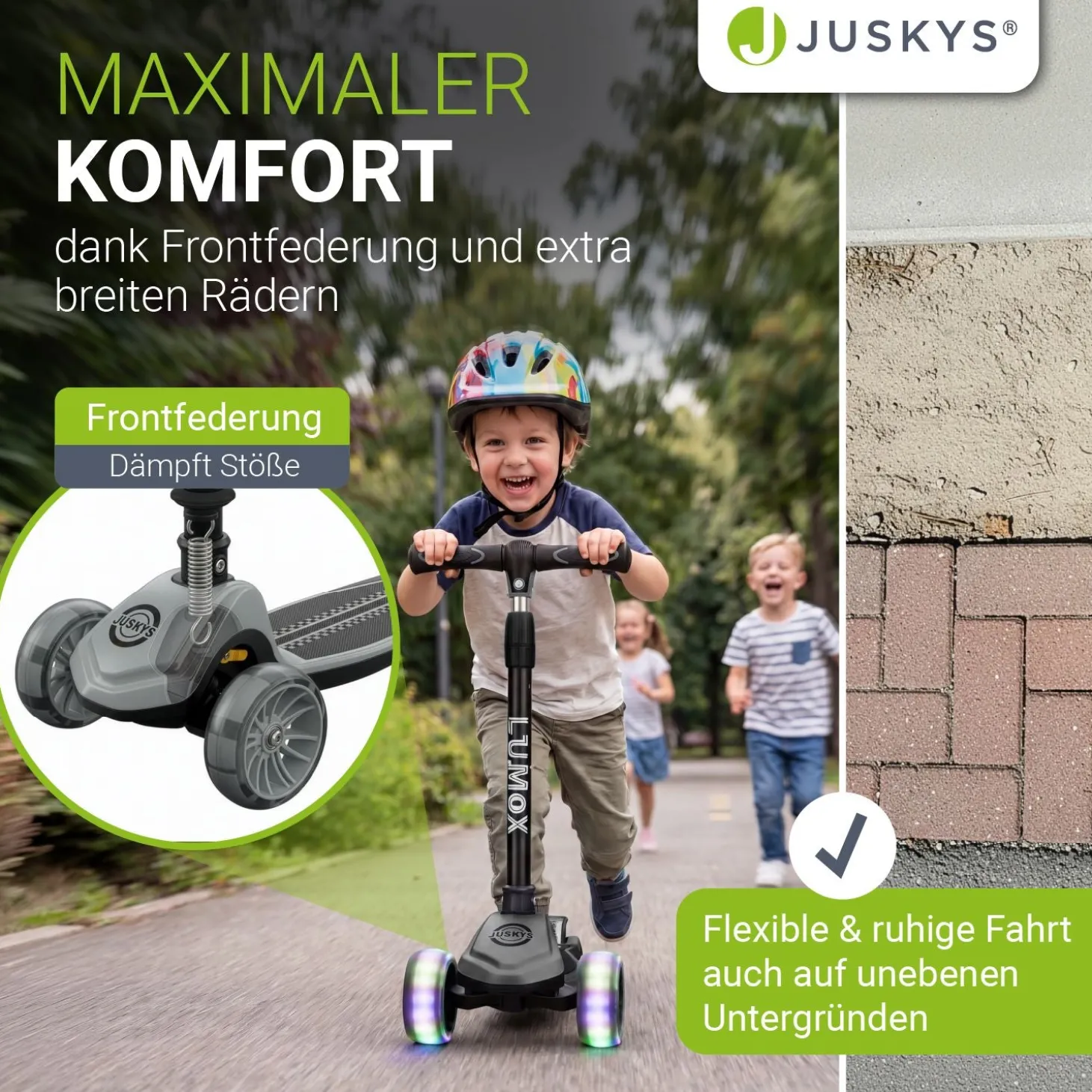 Kinderroller Lumox Roller für Kleinkinder ab 3 Jahren mit LED-Leuchträdern