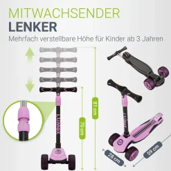 Kinderroller Lumox Roller für Kleinkinder ab 3 Jahren mit LED-Leuchträdern
