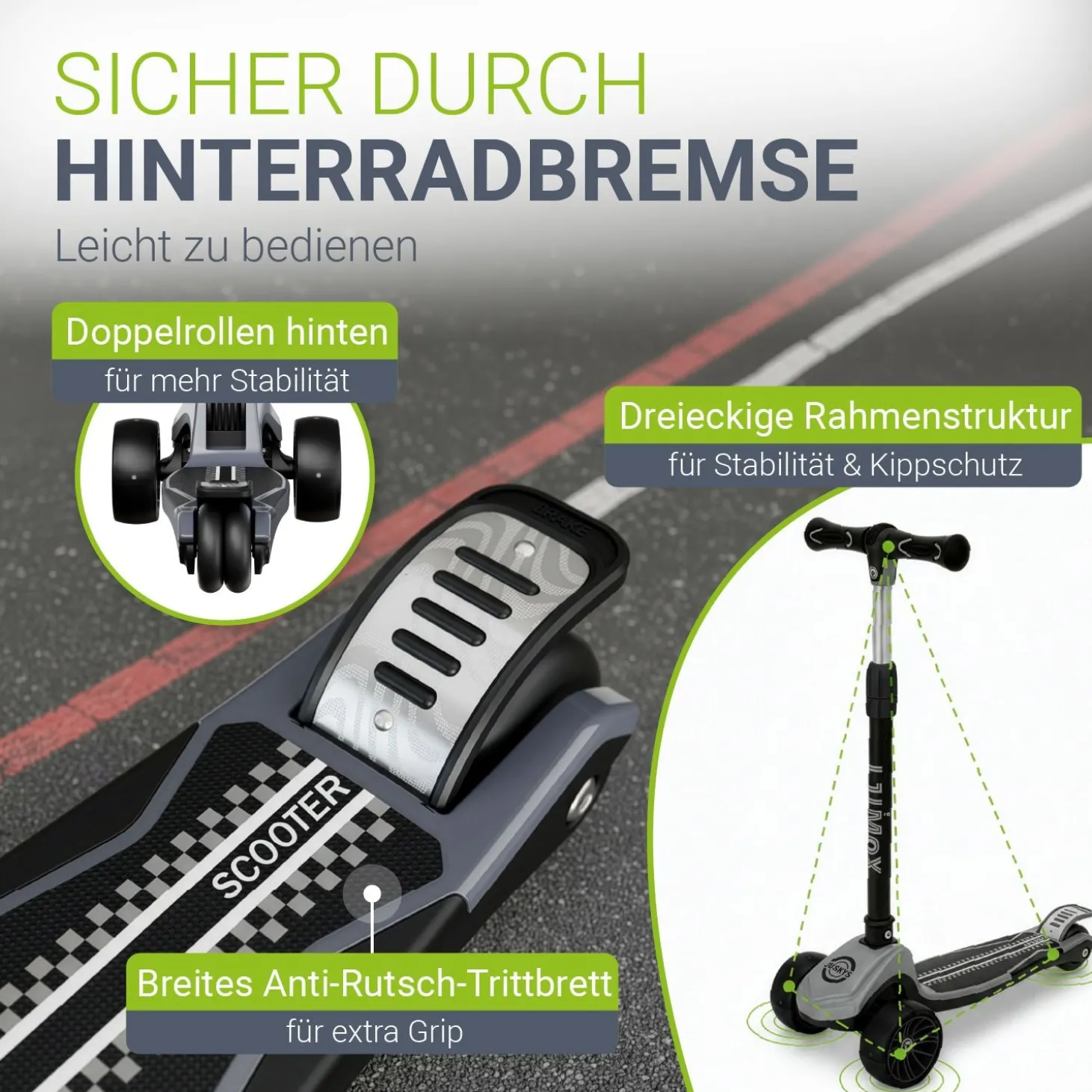 Kinderroller Lumox Roller für Kleinkinder ab 3 Jahren mit LED-Leuchträdern