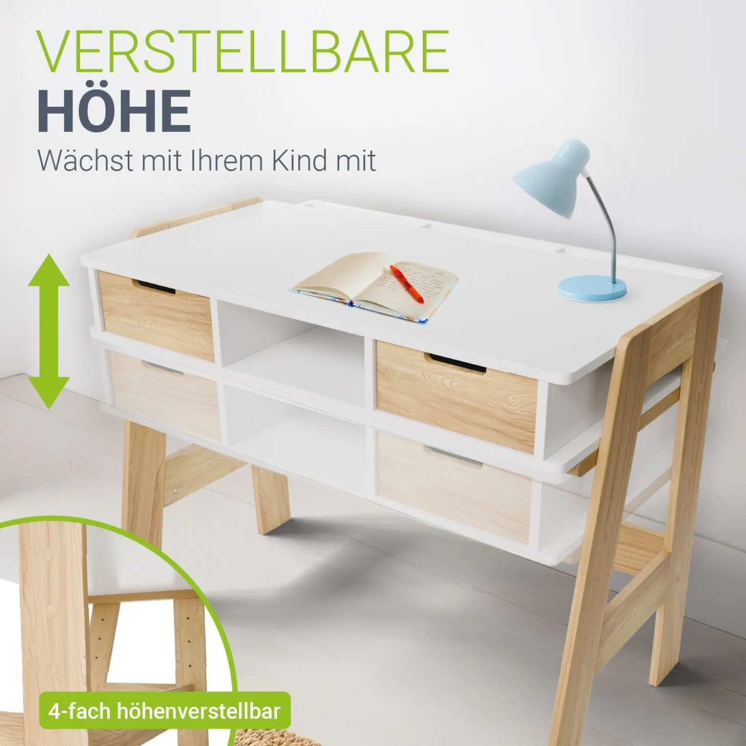 Kinder Schreibtisch Fietje Der perfekte Lernbegleiter: Höhenverstellbar, viel Stauraum