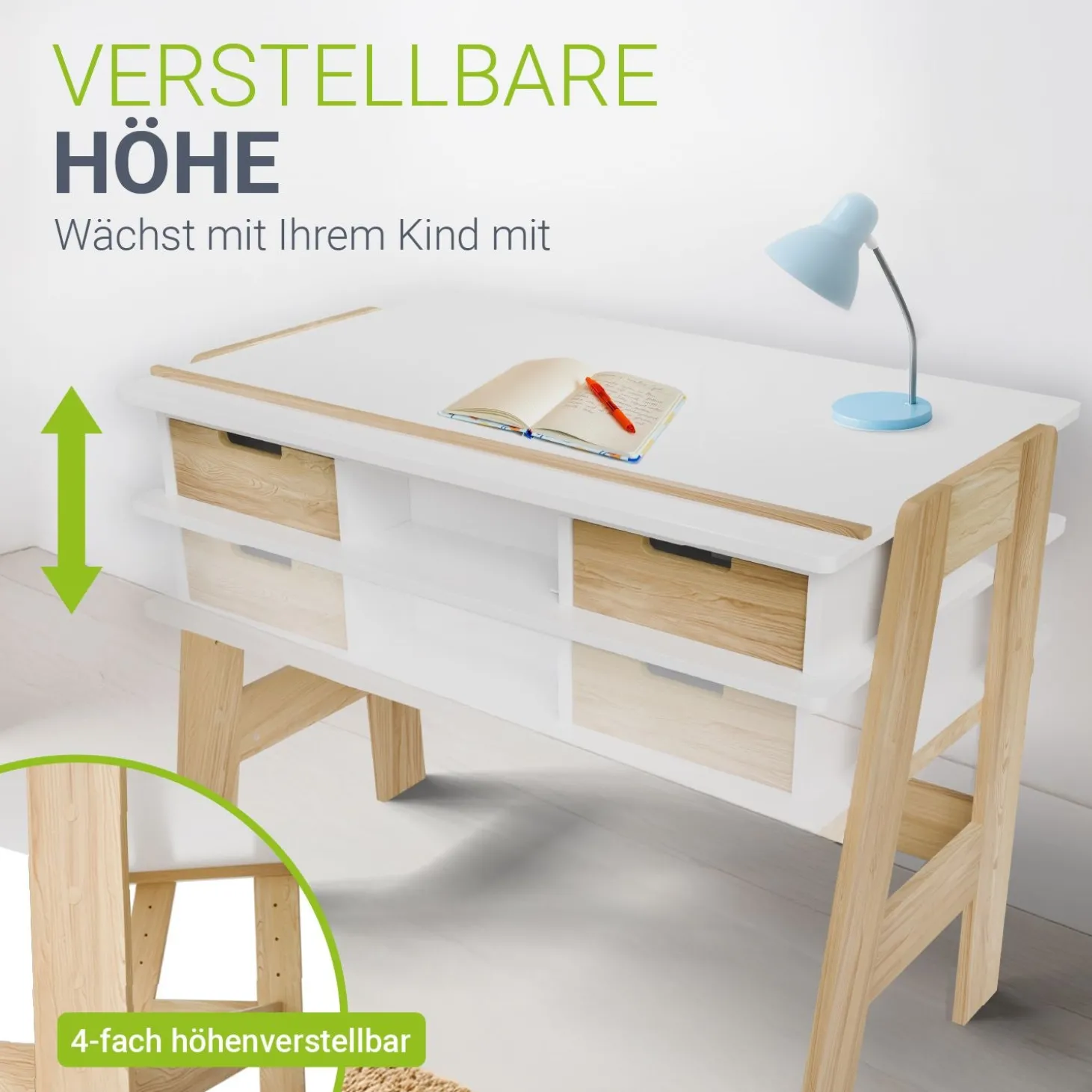 Kinder Schreibtisch Fietje Der perfekte Lernbegleiter: Höhenverstellbar, viel Stauraum