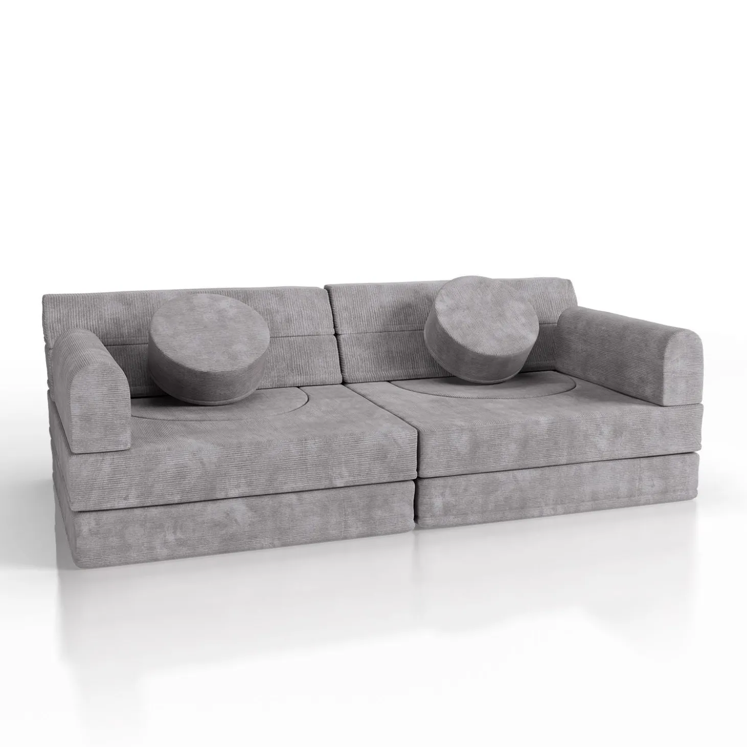 Kindersofa Kayo mit Cord Bezug & Kissen Weiches Spielsofa mit verschiedenen Aufbaumöglichkeiten