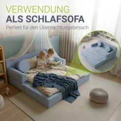 Kindersofa Kayo mit Cord Bezug & Kissen Weiches Spielsofa mit verschiedenen Aufbaumöglichkeiten